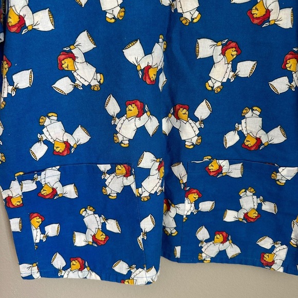 Paddington Bear Blue Scrubs Top Cotton V-Neck Short Sleeve Pockets Women's S - Picture 3 of 10
